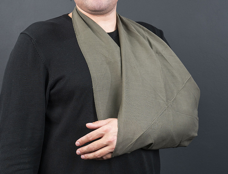 Cravat bandage of general use PKu-01-“MEDPLANT”, olive color, vacuum package