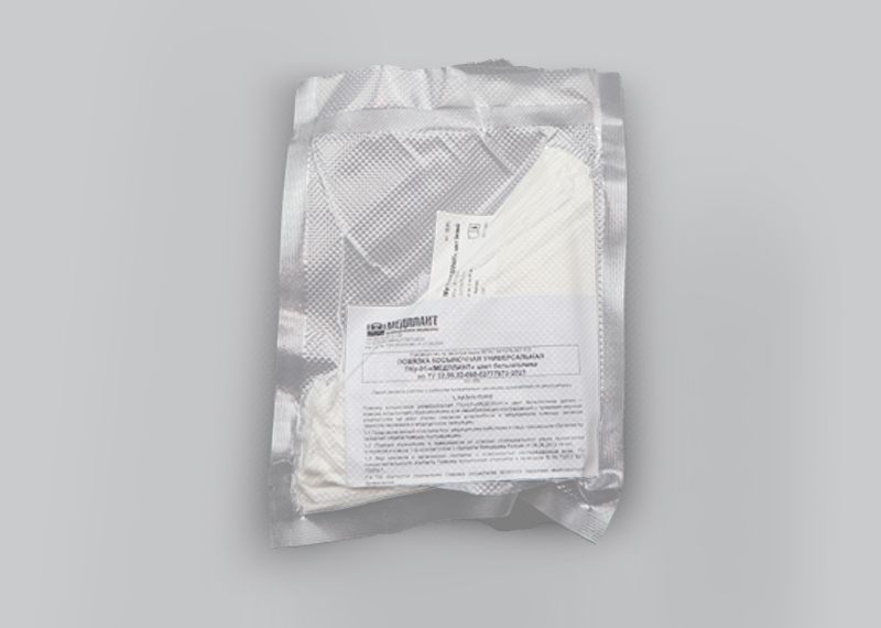 Cravat bandage of general use PKu-01-“MEDPLANT”, white color, vacuum package